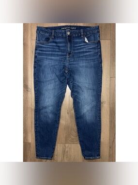 Pre-Owned American Eagle Jeans Skinny Blue Denim Curvy Jegging Plus Size 16